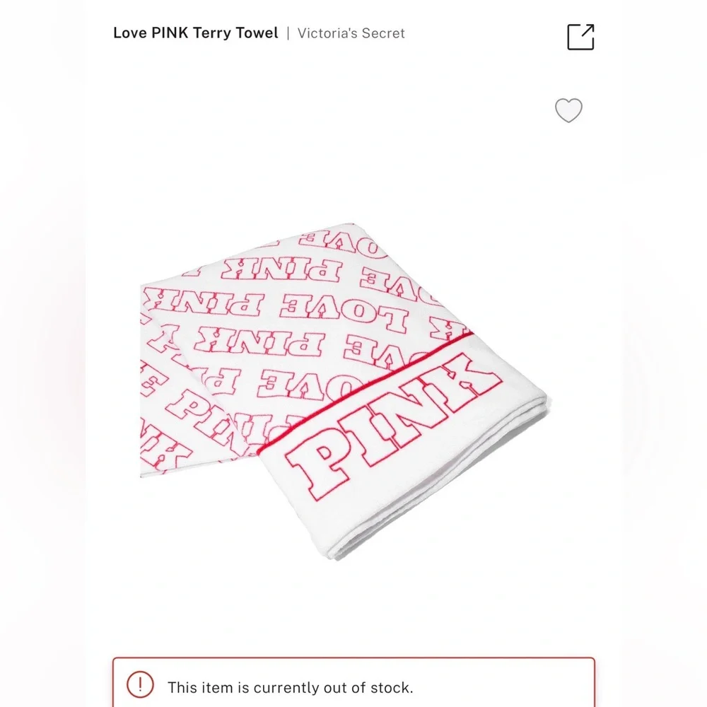 Victoria's Secret White Terry Towel with Pink 'PINK' Logo